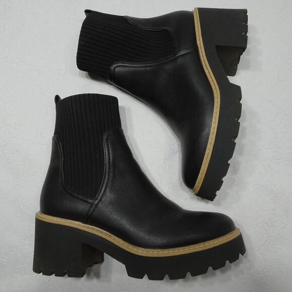 Dolce Vita Tyler Sweater Knit Chunky Heel Boots Black Size 8.5 - Picture 1 of 11